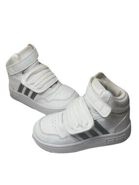 Adidas Hoops Mid 3.0 AC Infant Hi-Top Sneakers Kids Sz 8 White Sporty Casual